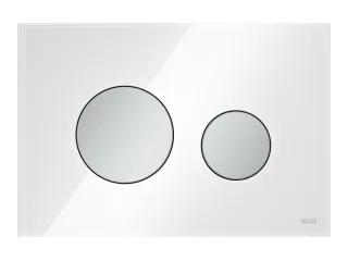 Tece loop WC-Betätigungsplatte Zweimengen Glas weiß glzd. Tasten Chrom matt, 9240659 9240659