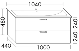Burgbad Waschtischunterschrank zu Keramik-Waschtisch Sys30 PG4 Sana 480x1000x440 Lichtgrau Hochglanz WVNT100F3363