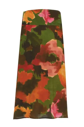 signe nature - Rock mit Blumenmuster grün/pink/orange - Gr. - 36