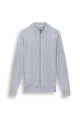 State of Art - Strickjacke aus Baumwolle Mouliné blau/grau - Gr. - 3XL