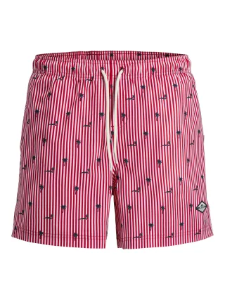 JACK&JONES - JPSTMAUI BREEZE MINI STRIPE SWIM SRT SN True Red - Gr. - XXL