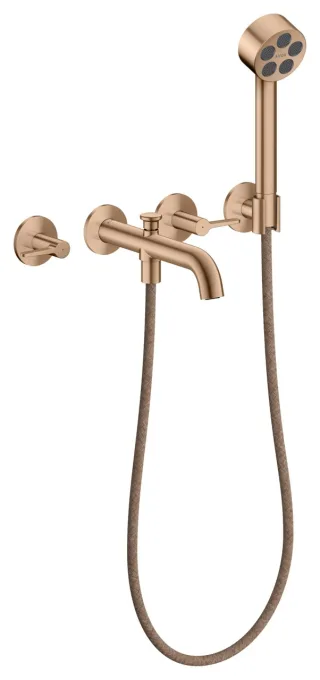 Hansgrohe 3-Loch Wannenarmatur AXOR One Unterputz Wandm.Handbrause Hebelgr.brushed red gold, 484443 48444310