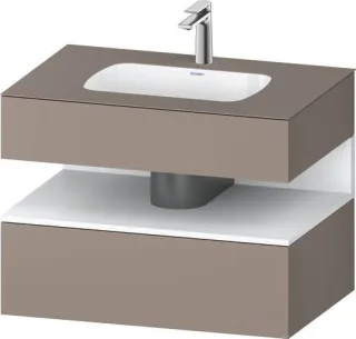 Duravit Qatego Einbauwaschtisch mit Konsolenwaschtischunterbau Basalt & Weiß Matt 800x550x600 mm - Q QA4785018430010