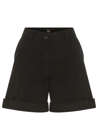 BOSS ORANGE Shorts "Tanessa Premium Damenmode" mit umgeschlagenem Saum, Baumwoll-Twill