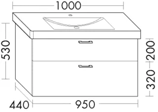Burgbad Waschtischunterschrank zu Keramik Sys30 PG4 Sana 520x950x440 Sand Hochglanz, WUUH095F3360 WUUH095F3360