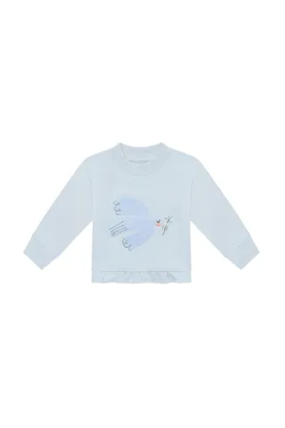 Leevje Sweatshirt 'bird' mit Rüschensaum in clear blue - clear blue