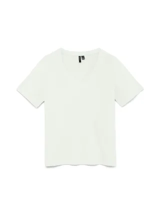VERO MODA - VMPAULINA SS V-NECK T-SHIRT JRS NOOS Bright White - Gr. - XS
