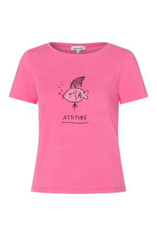 MORE & MORE - T-Shirt mit Aufdruck pink - Gr. - 36