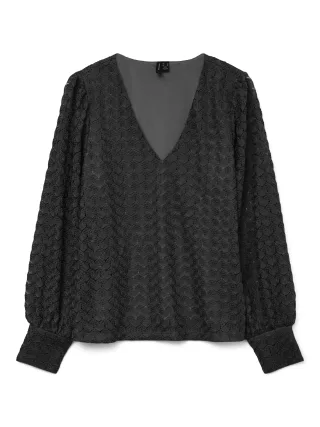 VERO MODA - VMBECCA LS V-NECK LACE TOP JRS NOOS Black - Gr. - S