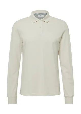 s.Oliver Red Label - Langarm-Poloshirt aus Baumwoll-Piqué mit Bündchen weiß - Gr. - 3XL