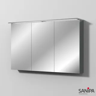 Sanipa Reflection Spiegelschrank MALTE 120 mit LED-Aufsatzleuchte, Anthrazit-Glanz SD15579
