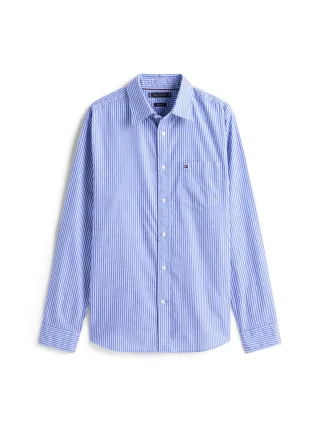 Tommy Hilfiger - Gestreiftes Regular Fit Twill-Hemd blau - Gr. - M