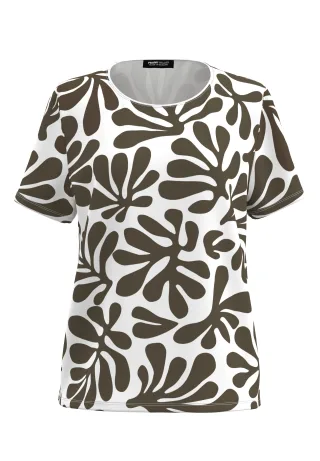 FRANK WALDER - T-Shirt NOS mit Statementprint khaki/ecru - Gr. - 50