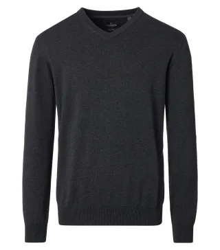 CASAMODA - Pullover mit V-Ausschnitt uni 004430 anthrazit - Gr. - L