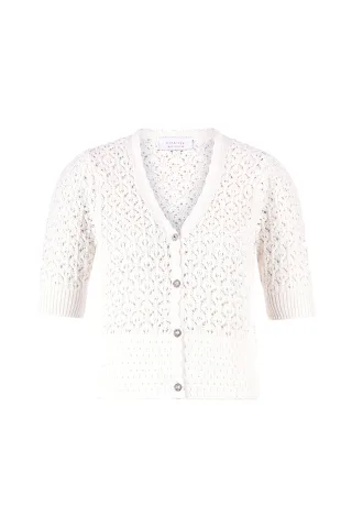 Rich & Royal - Ajour cardigan pearl white - Gr. - L
