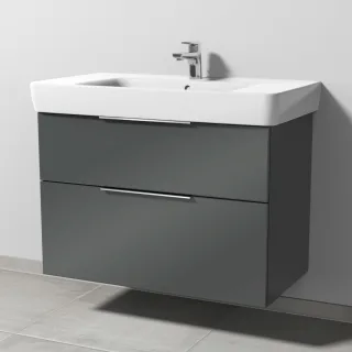Sanipa 3way Waschtischunterbau zu Geberit Renova Plan Waschtisch mit 2 Auszügen, Anthrazit-Glanz UF88079