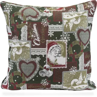 H.O.C.K. Dekokissen "Christmas Patch" traditionelles Patchkissen mit Weihnachtsmotiven, inkl. Füllung
