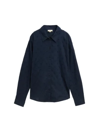 TOM TAILOR Denim - Bluse mit gepunkteter Struktur blau - Gr. - S