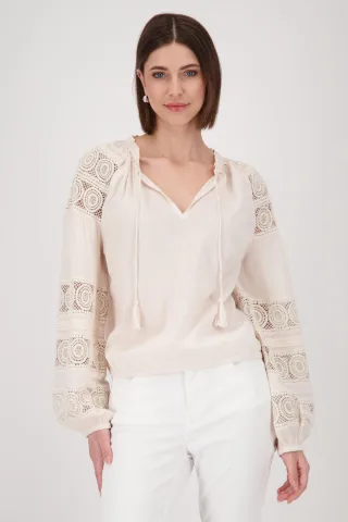 monari - Bluse mit Spitzeneinsatz seashell - Gr. - 44