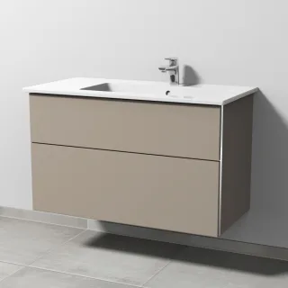 Sanipa 3way Keramik-Set Venticello Keramik-Waschtisch und Unterbau mit 2 Auszügen, Sandgrau-Matt BS32667