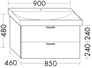 Burgbad Waschtischunterschrank Sys30 PG3 Diago 480x850x460 Dunkelgrau Matt, WUVG085F3357 WUVG085F3357