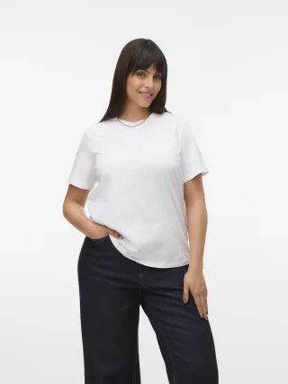 VERO MODA CURVE - VMPAULINA SS T-SHIRT JRS NOOS CUR Bright White - Gr. - XL-52/54