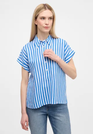 ETERNA - Bluse Leinen Kurzarm blau - Gr. - 42/Kurzarm