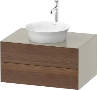 Duravit White Tulip Konsolenwaschtischunterbau wandhängend Amerikanischer Nussbaum & Taupe Matt & Se WT4985077600010