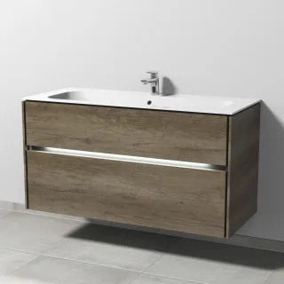 Sanipa Twiga Keramik-Set Finion mit 2 Auszügen und LED-Beleuchtung, Eiche-Nebraska, SL27337 SL27337