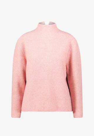 zero - Strickpullover mit Stehkragen rose melange - Gr. - 42