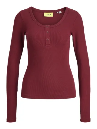 JJXX - JXFATIMA LS BUTTON RIB TOP JRS cabernet - Gr. - XL