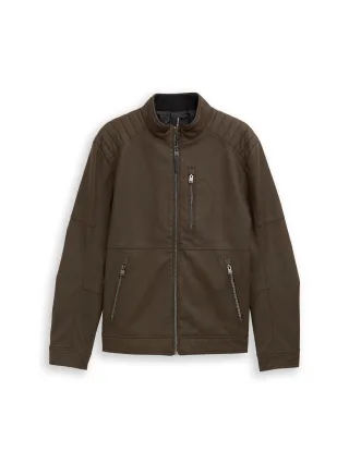 Tom Tailor - Bikerjacke in Wildleder-Optik faux velour leather dark brown - Gr. - L