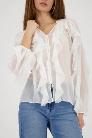 monari - Georgette Bluse mit Rüschen off-white - Gr. - 38