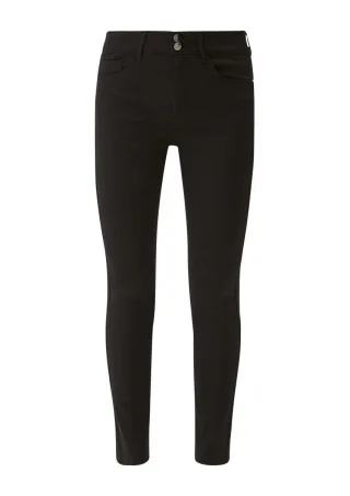s.Oliver BLACK LABEL - High Rise-Hose aus Baumwollsatin schwarz - Gr. - 44/32