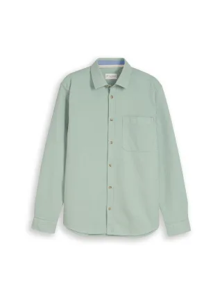 Tom Tailor - Regular Fit Hemd mit Waffelstruktur soft greyish green - Gr. - M