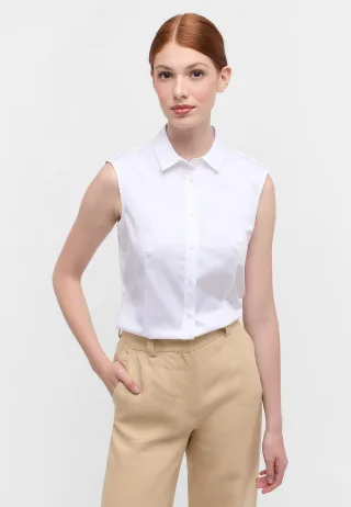 ETERNA - Satin Shirt Bluse Satingewebe ohne Arm weiß - Gr. - 40