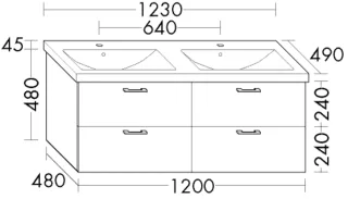 Burgbad Keramik Waschtisch-Set Sys30 PG2 Echo Weiß Matt/Alpinweiss, SFBC123464C0001 SFBC123464C0001