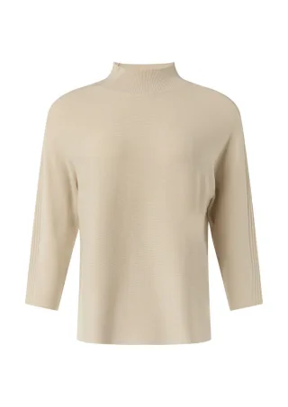 comma - Strickpullover mit Turtleneck-Ausschnitt beige - Gr. - 34