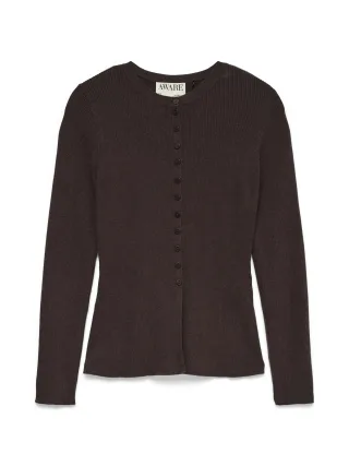 Aware - AWUKINO LS O-NECK KNIT CARDIGAN Chocolate Plum - Gr. - L