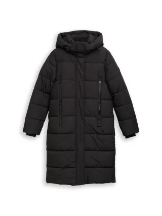 Tom Tailor - Puffer-Mantel mit abnehmbarer Kapuze deep black - Gr. - S