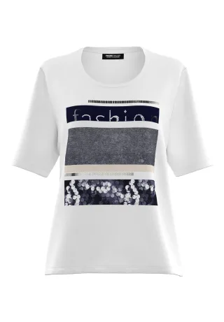 FRANK WALDER - T-Shirt CASUAL ink/ecru - Gr. - 36