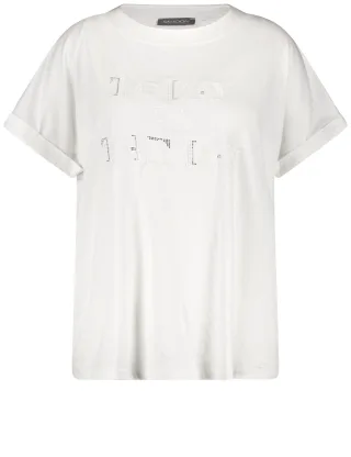 SAMOON - T-Shirt mit appliziertem Wording white - Gr. - 44