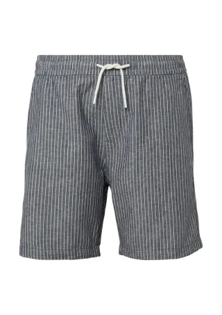 Q/S designed by - Gestreifte Shorts aus Leinenmix blau - Gr. - XL