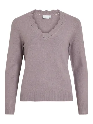 VILA - VINIKOLINA V-NECK L/S KNIT TOP - NOOS - Gr. - L