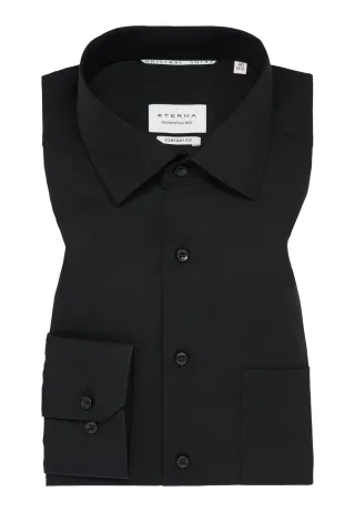 ETERNA - Original Shirt Popeline Langarm schwarz - Gr. - 42/Langarm - 65cm