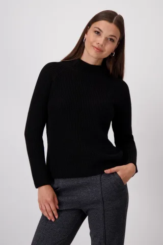 monari - Basic-Stehkragen-Pullover schwarz - Gr. - 36