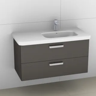 Artiqua 411 Waschtischunterschrank für DuraStyle 232610 Becken rechts Stahlgrau Metallic, 411-WU2L-D 411-WU2L-D46-7141-88