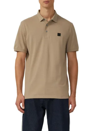 s.Oliver BLACK LABEL - Poloshirt aus Baumwollstretch mit Label-Patch braun - Gr. - L