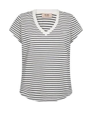MOS MOSH - MMKala V-SS Stripe Tee salute navy - Gr. - XS