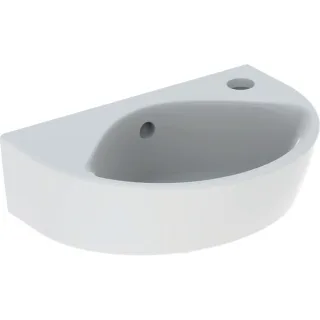 Geberit Renova Handwaschbecken, verkürzte Ausladung 36x25cm mit Hahnloch rechts, mit Überlauf, weiss 500374018